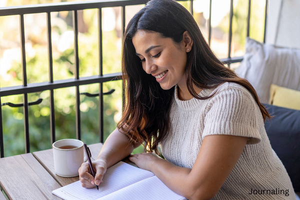 Woman On Balcony Journaling Woman On Balcony Journaling